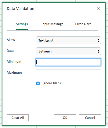 Data Validation Dialogue